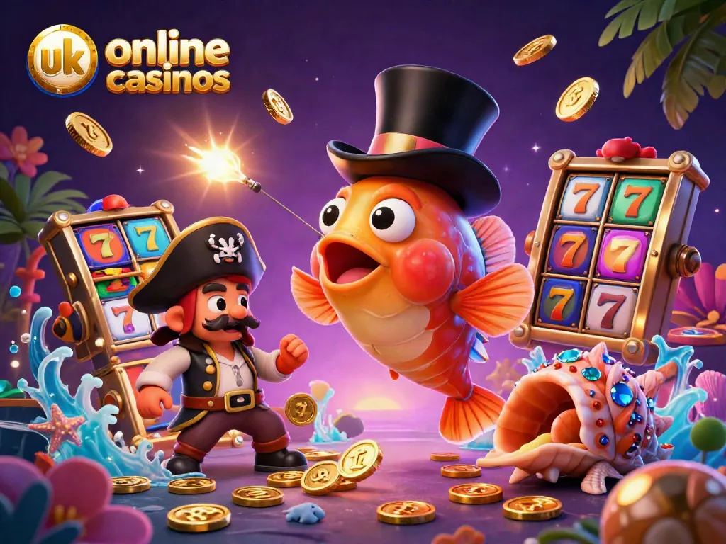Experience the excitement of uk online credit card casinos with dynamic scenes featuring lively characters in an engaging 3D illustration.