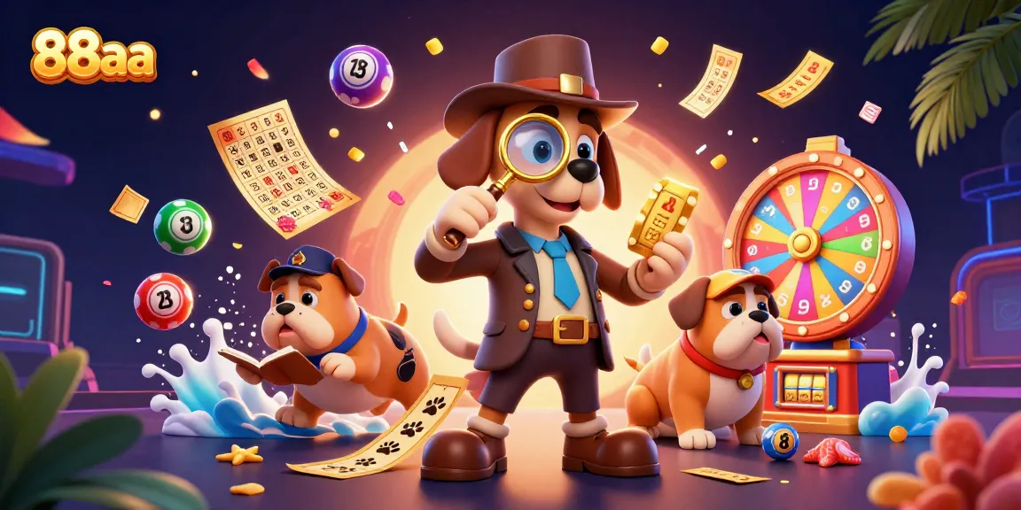 Engage with 88aa's dynamic gaming world, featuring a detective uncovering poker chip clues.