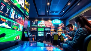 UU88 modern gaming interface with lively atmosphere and promotional offers.