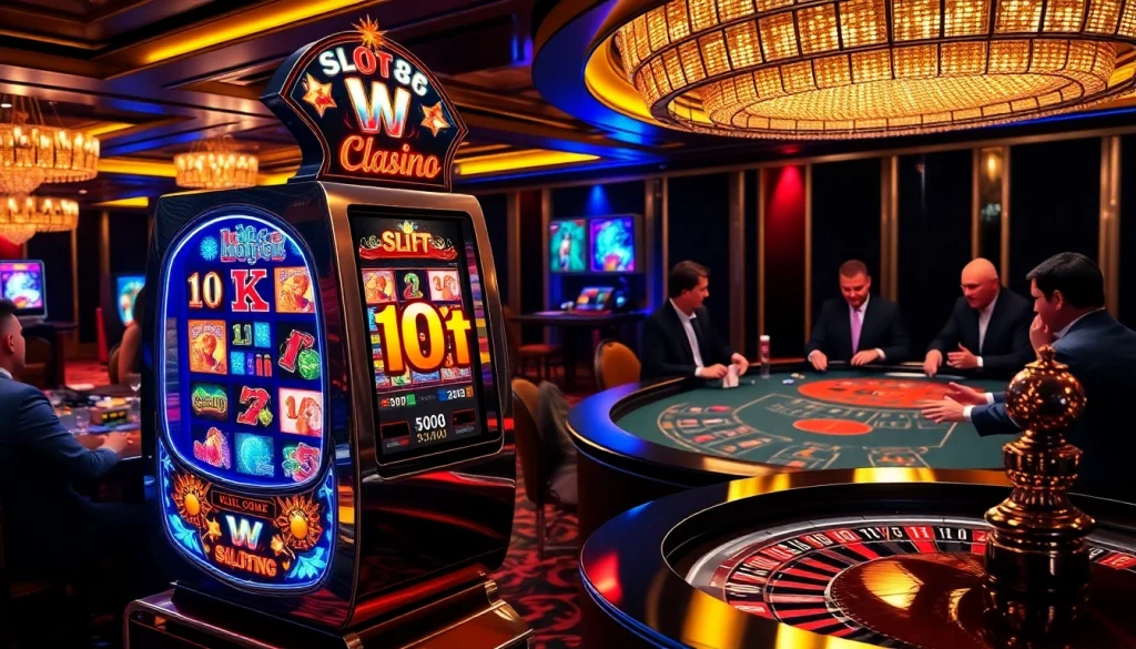 Experience the thrill of winning on the slot88 machine in an upscale casino setting.
