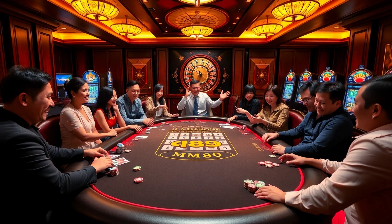 Exciting gameplay at the MM88 casino table with vibrant poker chips and cards.