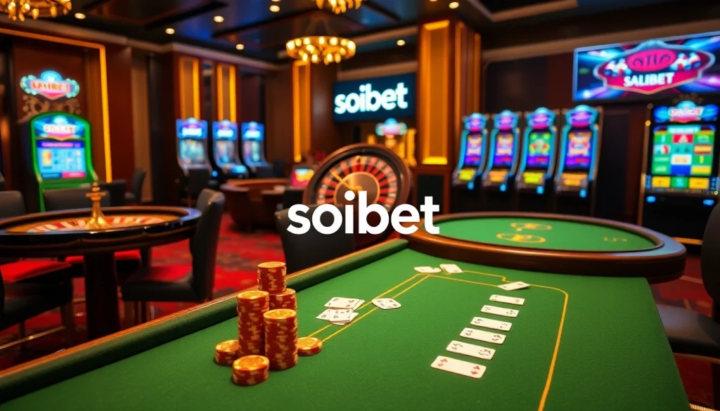 Experience thrilling gambling at soibet with stylish tables and vibrant slot machines.