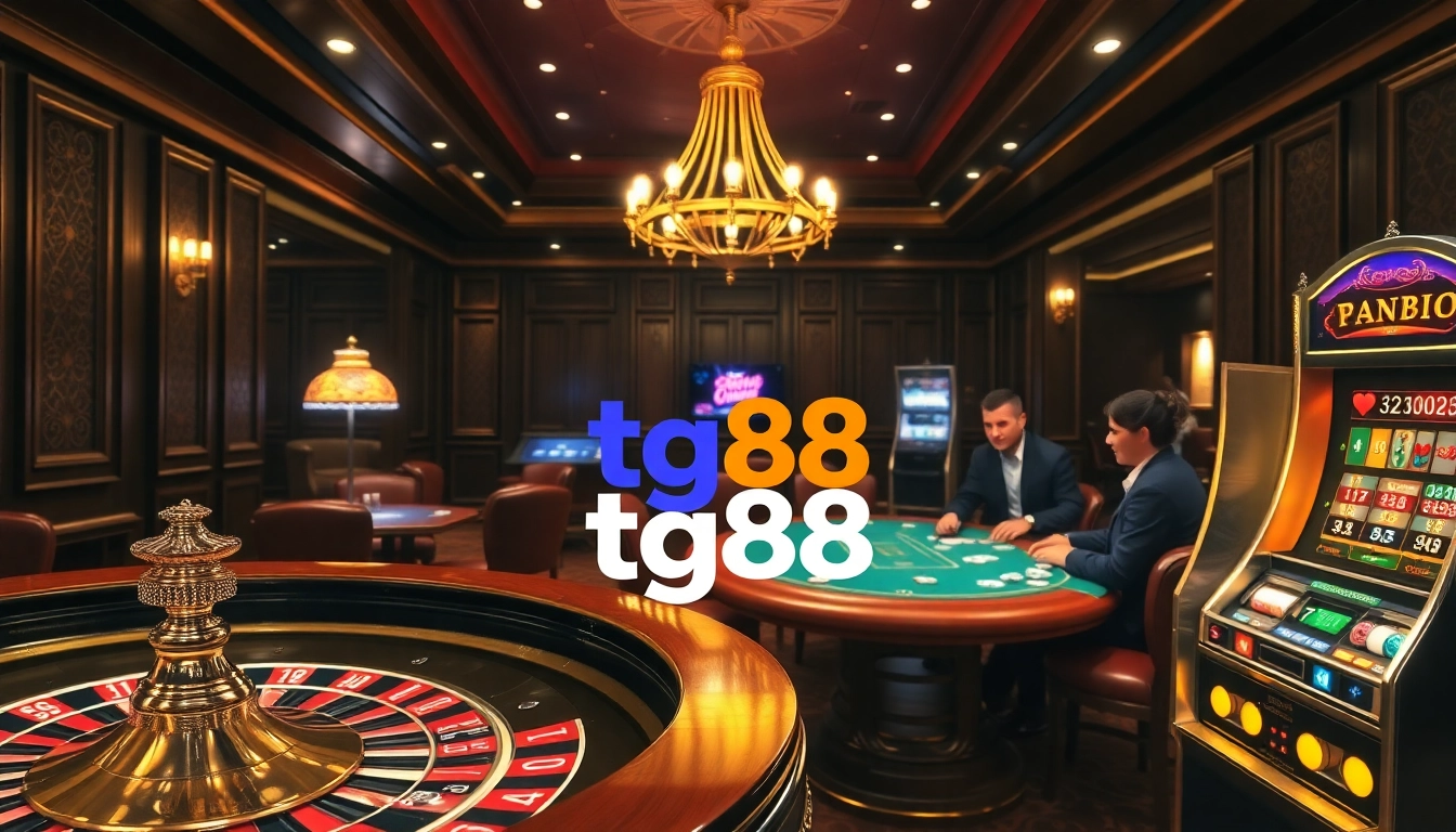 Experience thrilling gameplay at tg88 with vibrant casino tables and exciting gambling action.