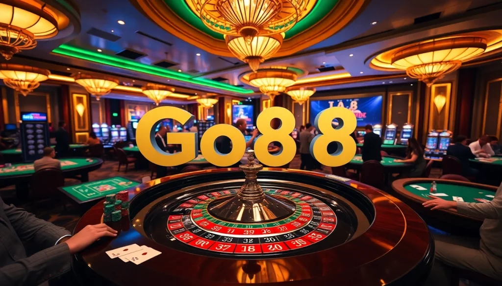 Players enjoying various games at Go88 casino, showcasing excitement and luxury in the gaming experience.