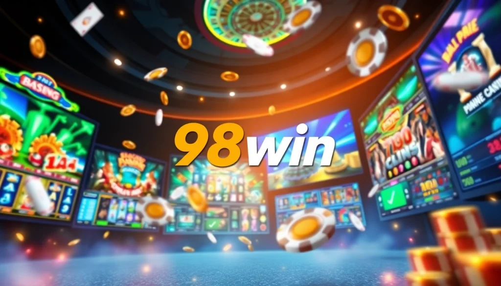 Experience the thrill of 98win's online casino with vibrant gaming visuals and exciting betting opportunities.
