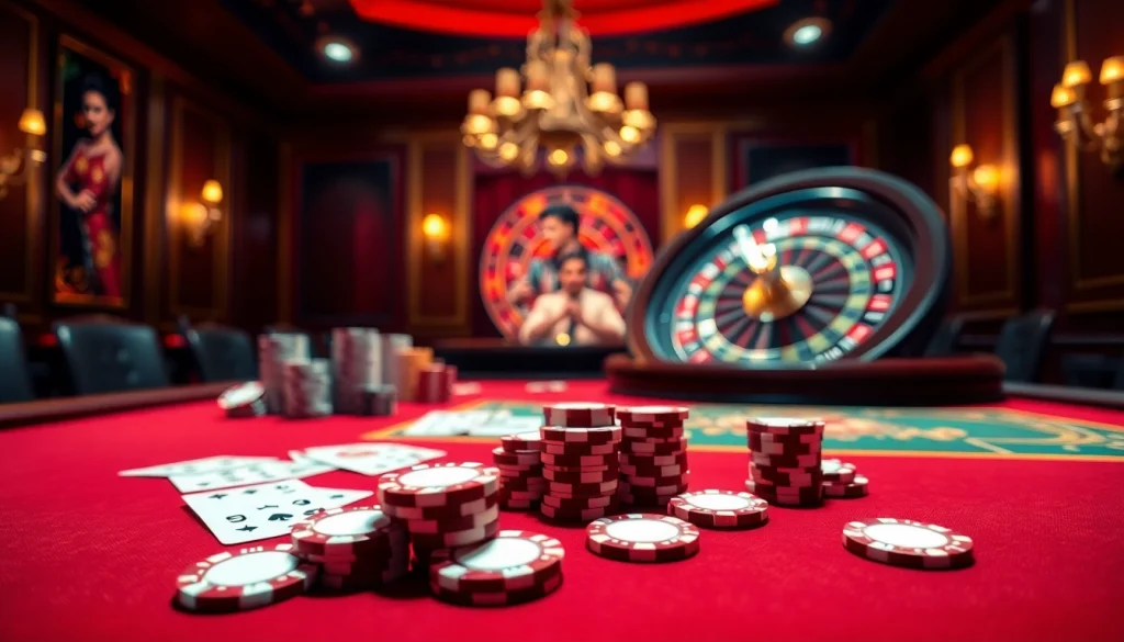 A player engaging at a vibrant casino table reveling in the thrilling experience at 13Win.