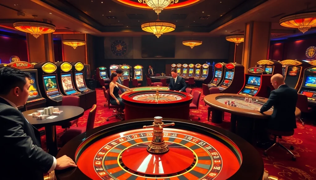 Experience the thrill of high-stakes gaming at https://kkwinzz.com/, featuring a luxurious casino scene full of excitement.