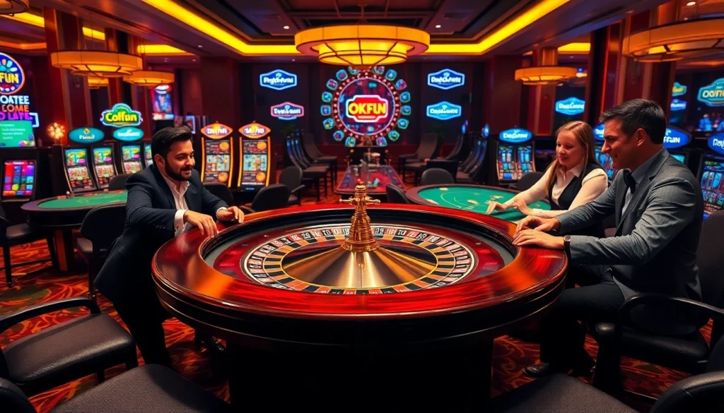 Experience the thrill of winning at OKFUN casino with dynamic roulette gameplay and vibrant casino ambiance.