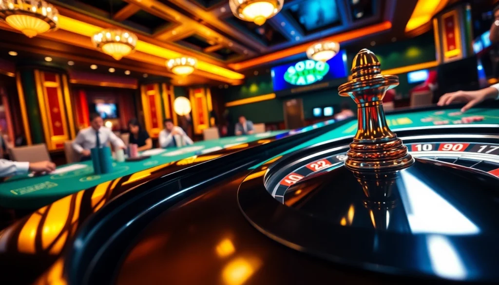 Players enjoying a thrilling game at SODO CASINO poker table with colorful chips and cards.