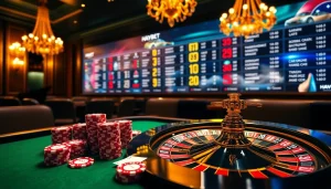 Experience high-stakes excitement at HAYBET with vibrant casino visuals featuring poker chips and roulette.