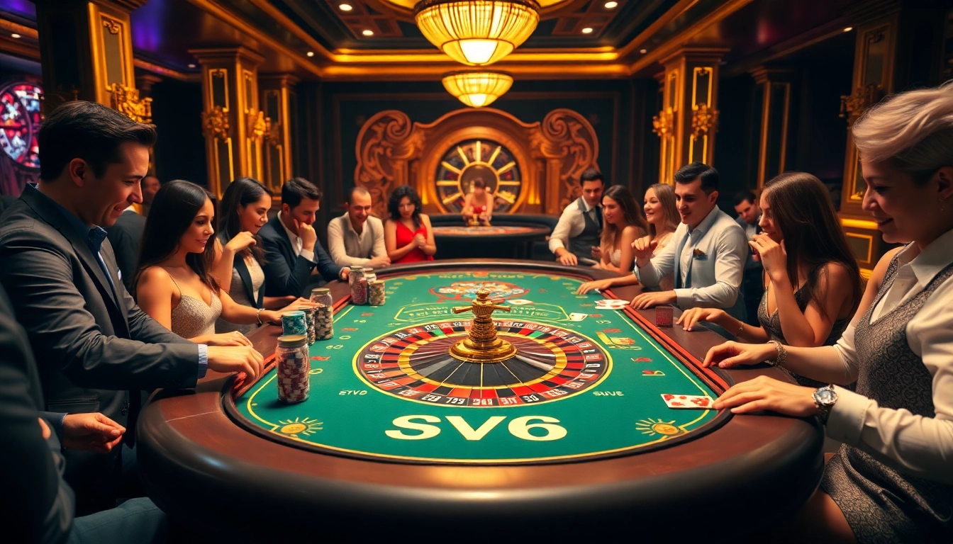 Experience thrilling bets at SV66's luxurious casino games filled with vibrant poker chips and excitement.