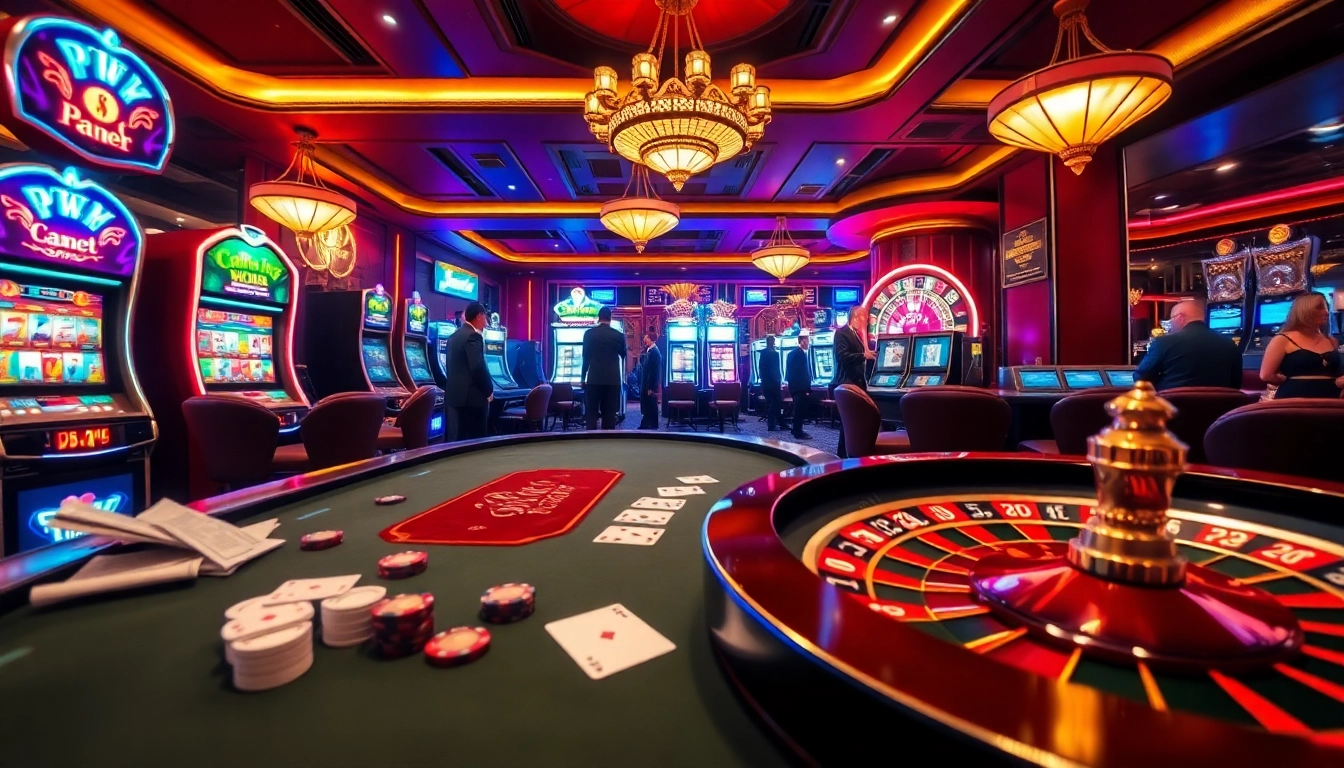 Experience thrilling gameplay at c168game.com with luxurious casino tables and vibrant slot machines.