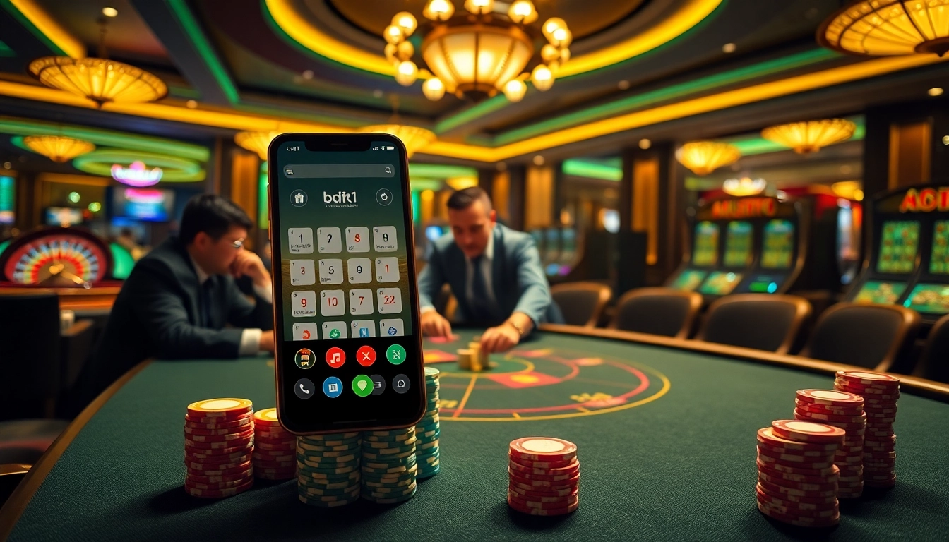Action-packed poker game featuring the bdtk1 app interface on a sleek smartphone.