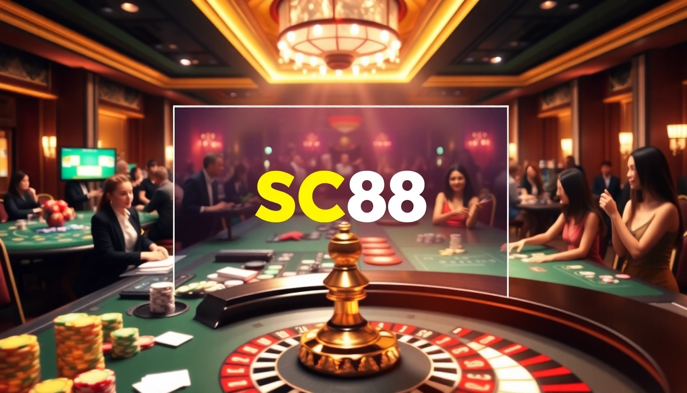 Players enjoying a thrilling casino experience at SC88 with vibrant tables and dynamic betting action.