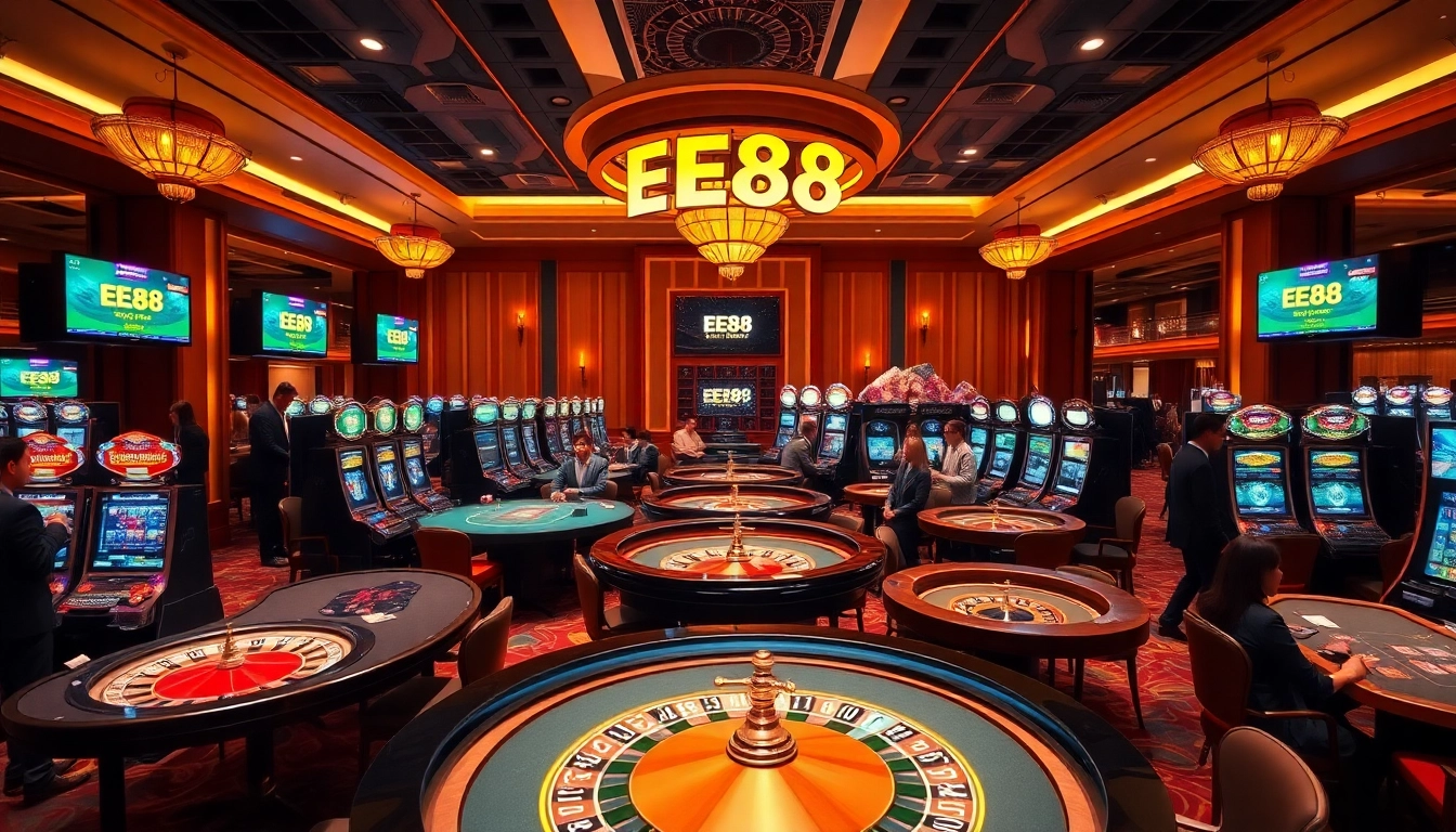 Experience the excitement of the ee88 app in a vibrant casino environment with live dealers.