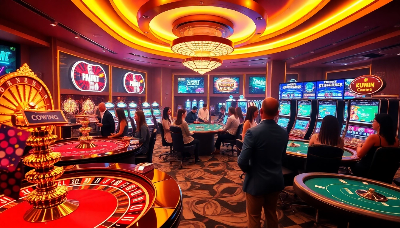 Kuwin users engage with state-of-the-art online casino games, enjoying a vibrant gambling atmosphere.