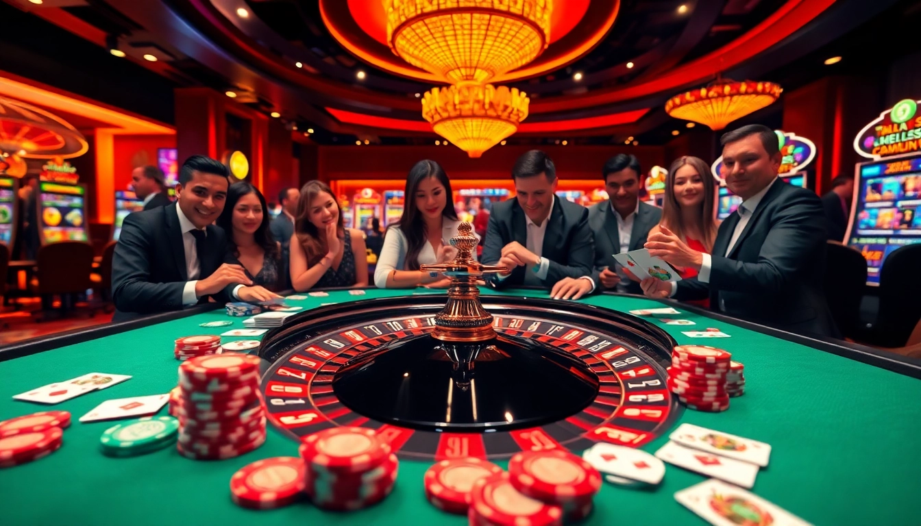 Exciting gaming action at Nhà cái RR99 with vibrant casino tables and players engaged in thrilling bets.