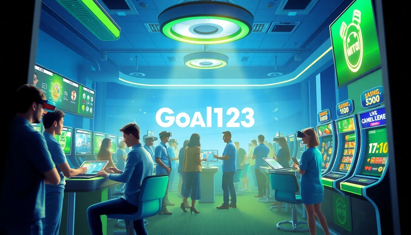 Engaging online gaming scene at Goal123 featuring diverse players and dynamic interfaces
