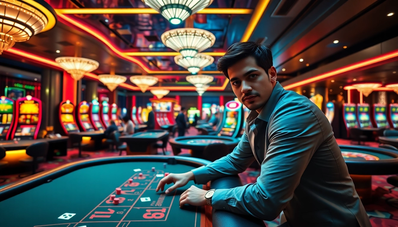 Experience the thrill of MM OO gaming with vibrant casino interiors and intense players.