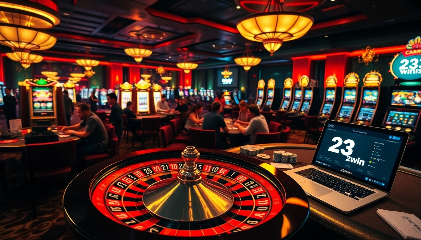 Players engaging in thrilling games at 23win casino, showcasing excitement and premium gambling experience.