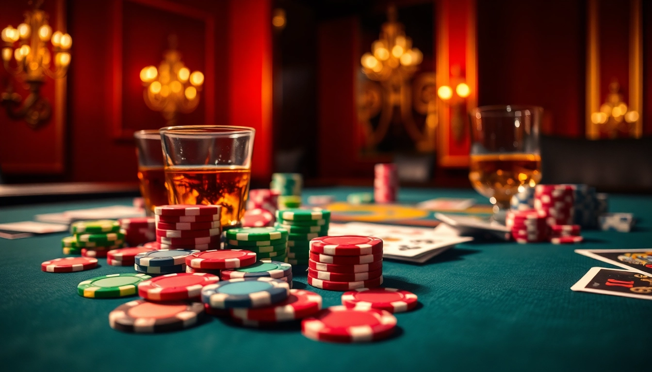 Experience uvip娛樂 at a vibrant casino gaming table with colorful chips and cards.