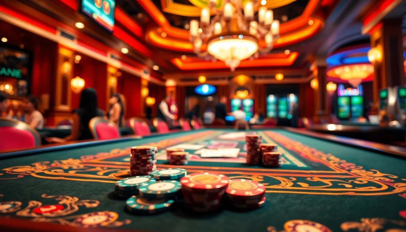 Engaging casino scene showcasing AT99娛樂 with vibrant gaming table and enthusiastic players.