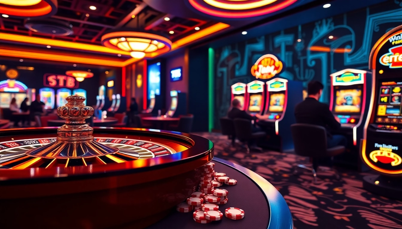 TT88 casino experience with roulette, poker chips, and vibrant slot machines.