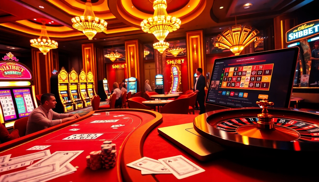 Experience casino excitement with SHBET, showcasing vibrant tables, slot machines, and engaging gameplay.