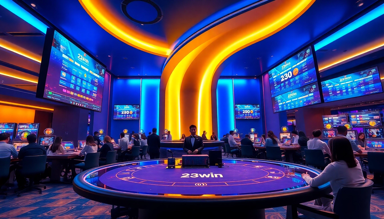 Experience the thrill of online gaming at 23win in a vibrant casino setting.