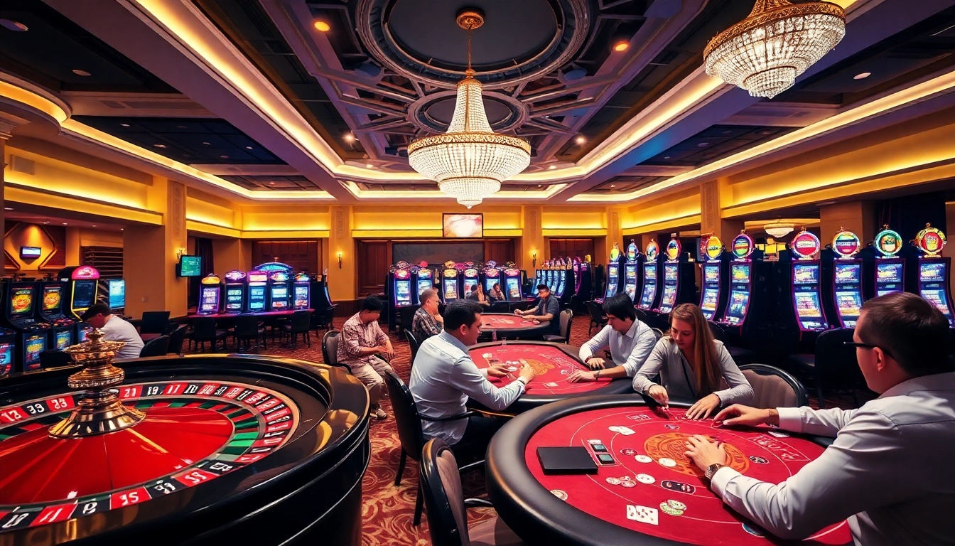 Experience the thrill of lclc88 with players engaged at vibrant casino tables.