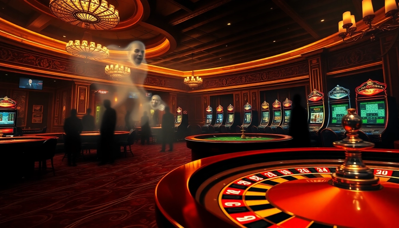 Engage with thrilling Truyện ma narratives through a captivating casino scene filled with ghosts and gambling excitement.