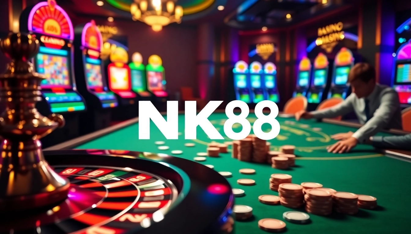 NK88 players enjoying the excitement of casino games at a table.