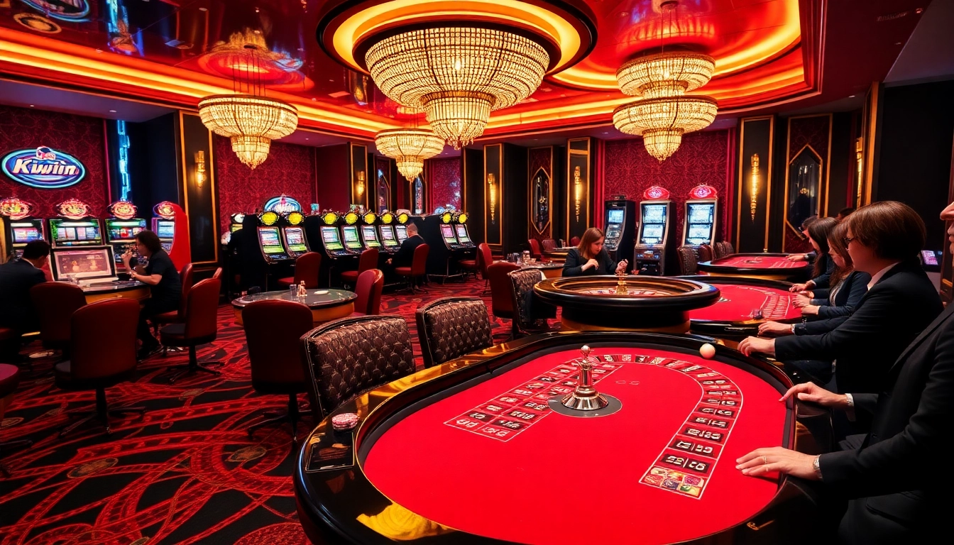 Kkwin players enjoy an exciting round of poker amid a luxurious casino atmosphere