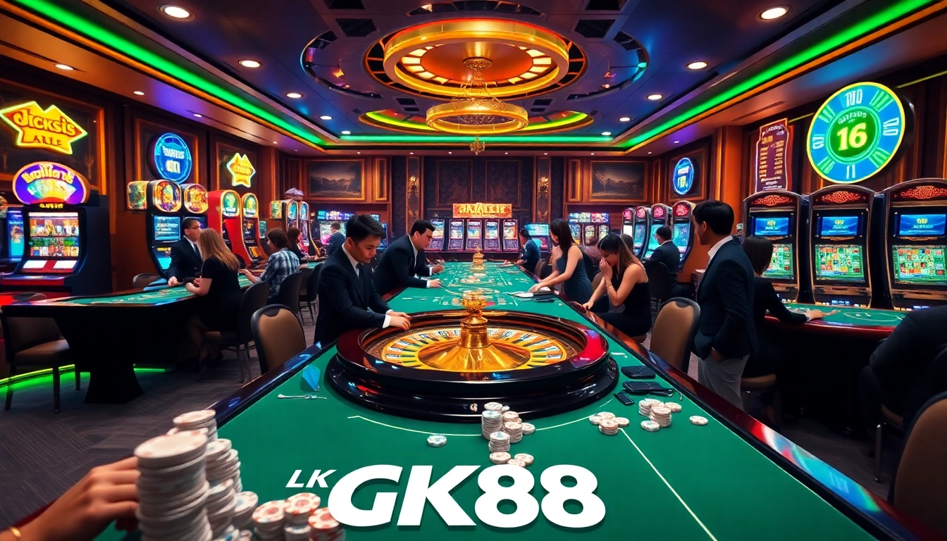 GK88 offers a thrilling online gambling experience with vibrant casino tables and exciting games.