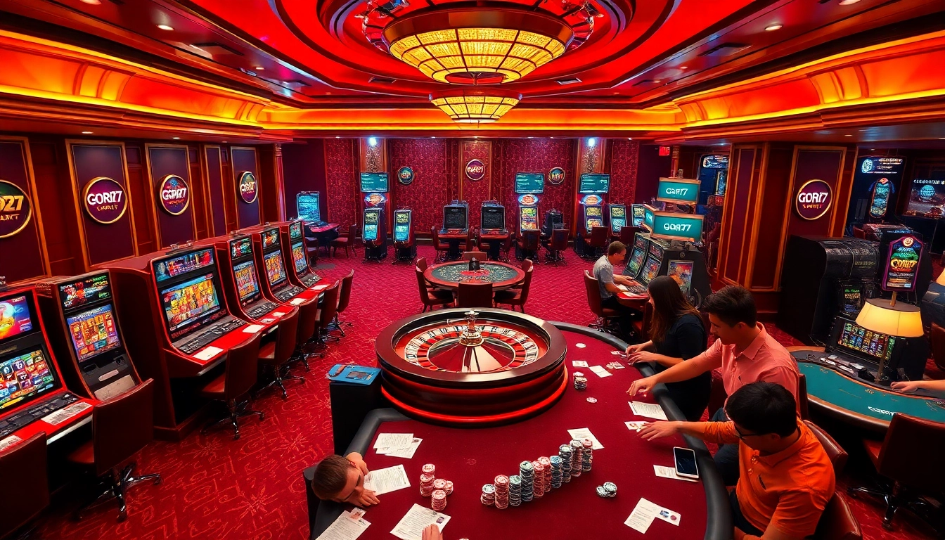 Exciting gaming scene featuring gori77 slot machines and vibrant casino atmosphere.
