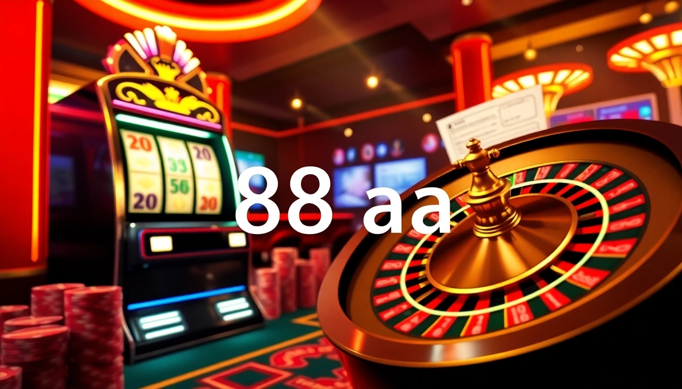 Exciting online gambling interface featuring 88aa slot machines and roulette wheels.