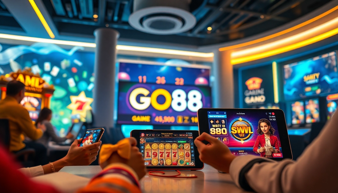 GO88 online gaming platform showcasing vibrant games on various devices, creating an engaging experience.
