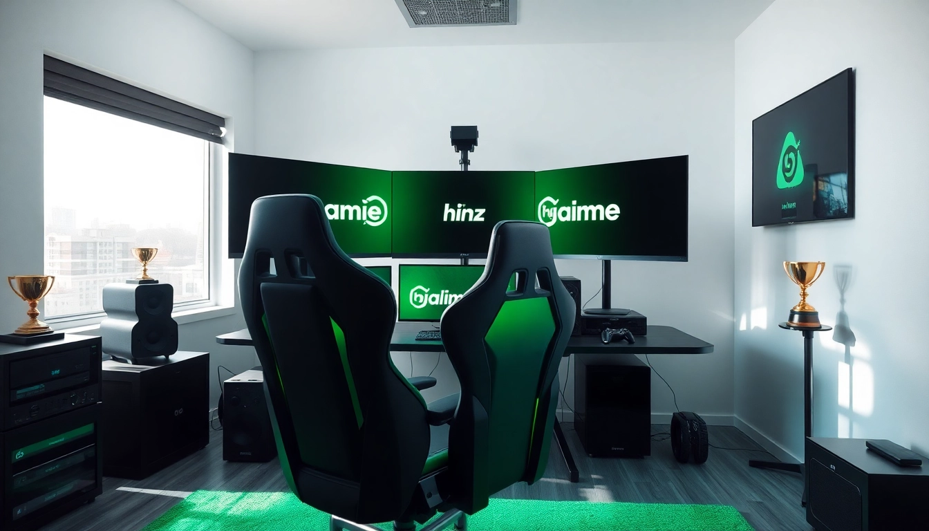 Jogador de higame focado em um ambiente moderno com tecnologia de ponta.