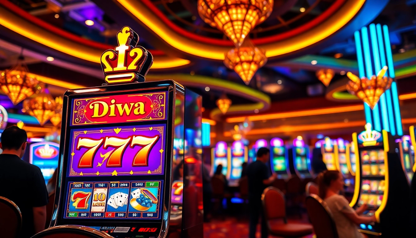 Experience excitement with the Diwa 777 slot machine in a vibrant casino setting.