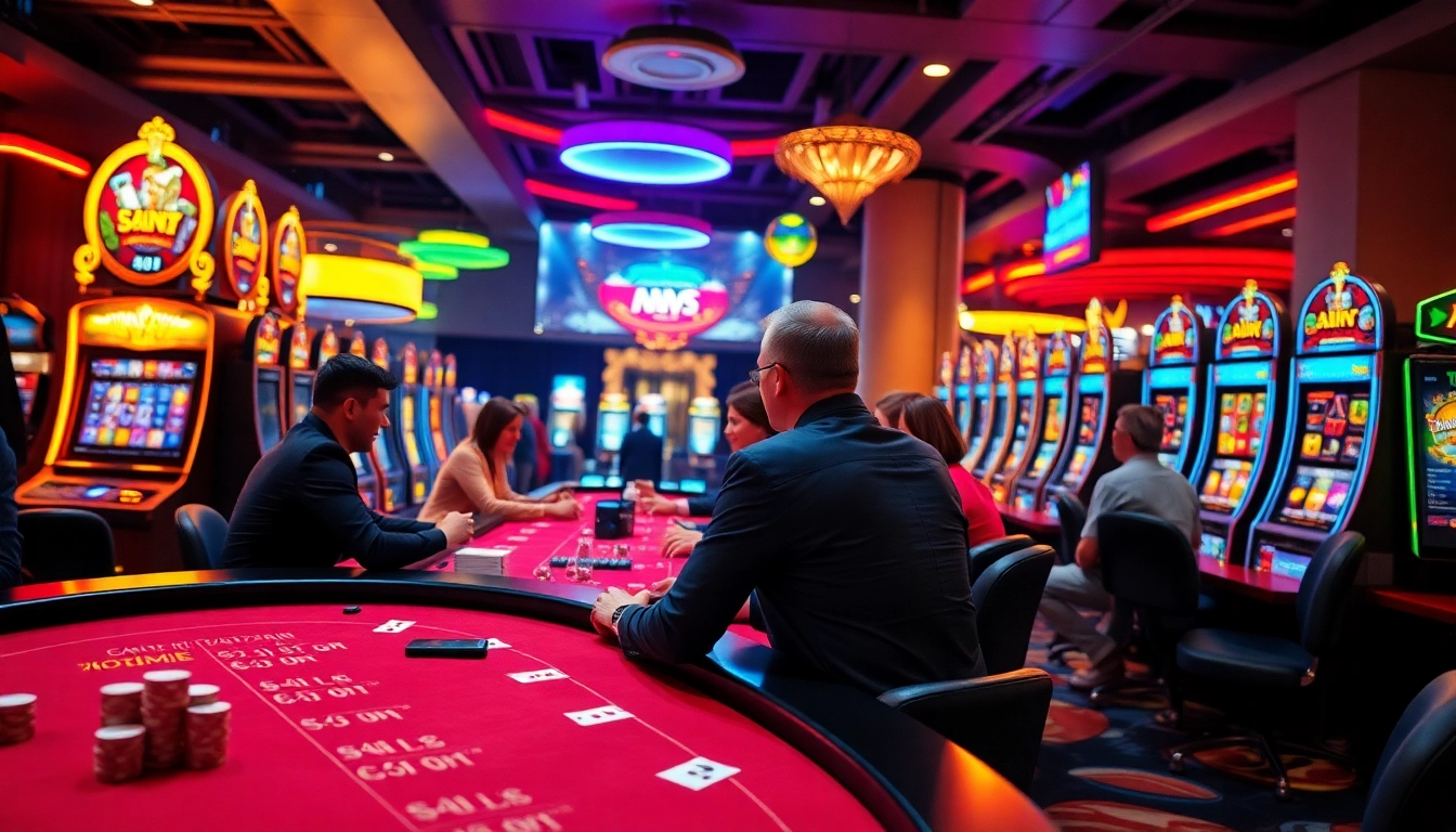 Spielen Sie Casino Spielen, erleben Sie Spannung mit bunten Spielautomaten und engagierten Spielern am Tisch.