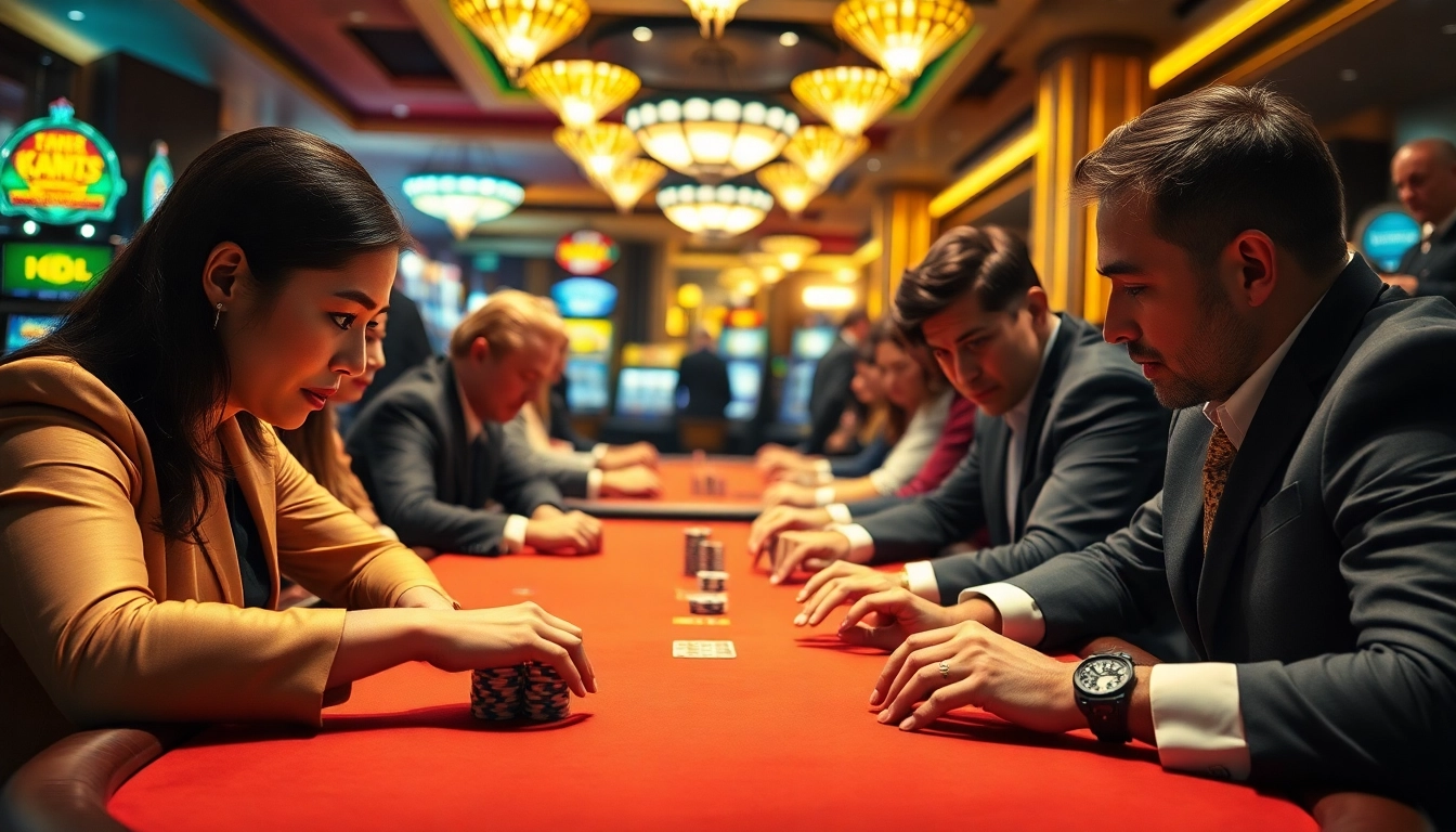 Watch players at a casino poker table with intense focus while enjoying citinow sg gaming action.