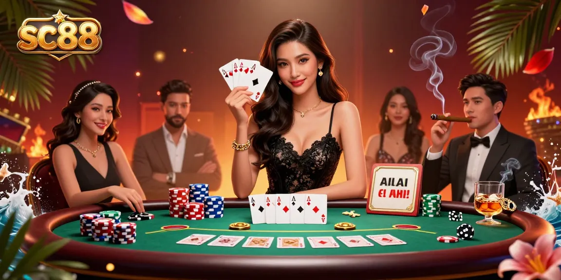 Experience the excitement of winning at sc88 with a stunning elegant casino scene, showcasing dynamic poker action.