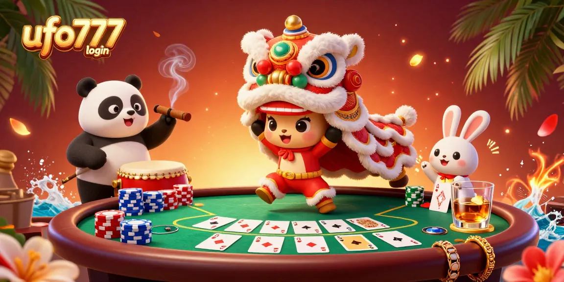 Enjoy seamless gaming with ufo777 login in this vibrant casino scene filled with iconic characters and poker action.