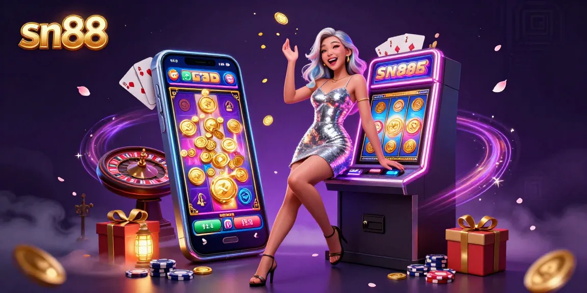 Spin to win big at sn88 with vibrant casino action featuring a celebratory player at a jackpot.