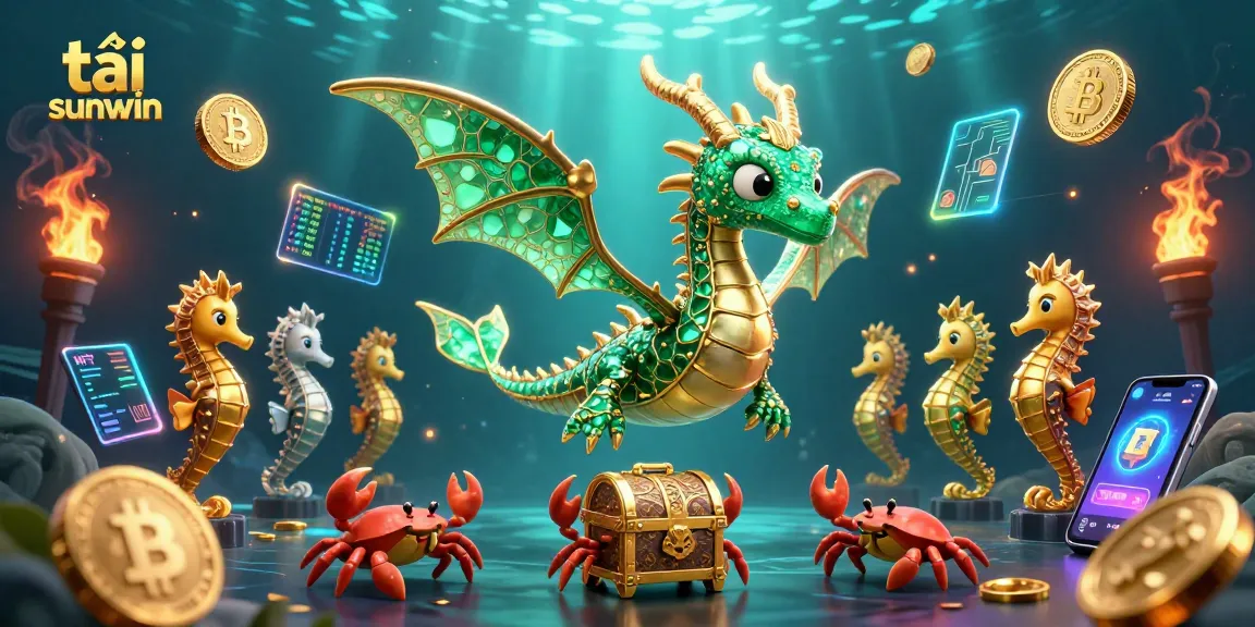 Play tải sunwin with vibrant sea dragon and dazzling crypto illustration.