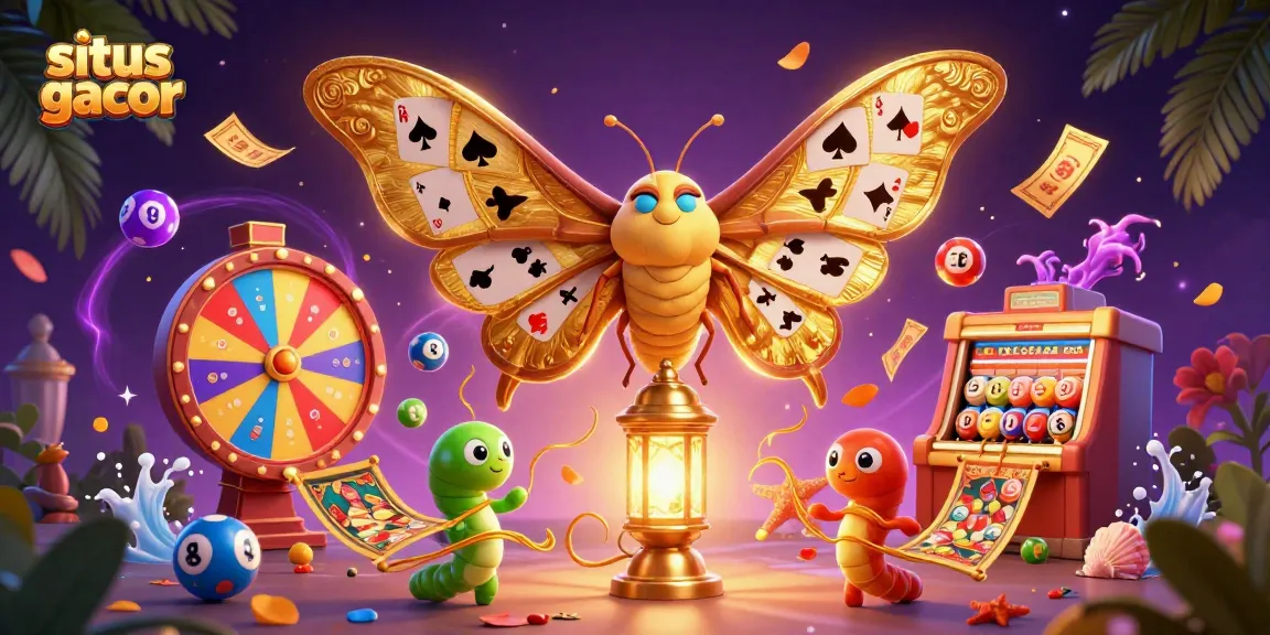 Situs gacor showcases an engaging 3D illustration of casino elements with vibrant colors and dynamic play.