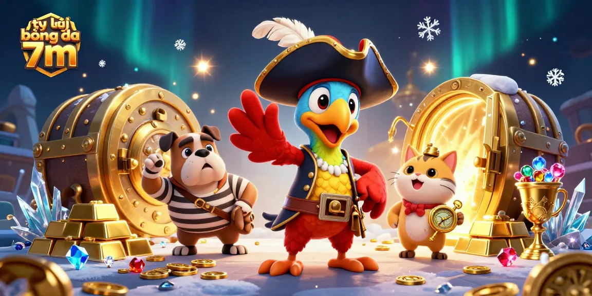 Engage with tỷ lệ bóng đá 7m showcased in a vibrant pirate-themed 3D scene full of treasure and excitement.