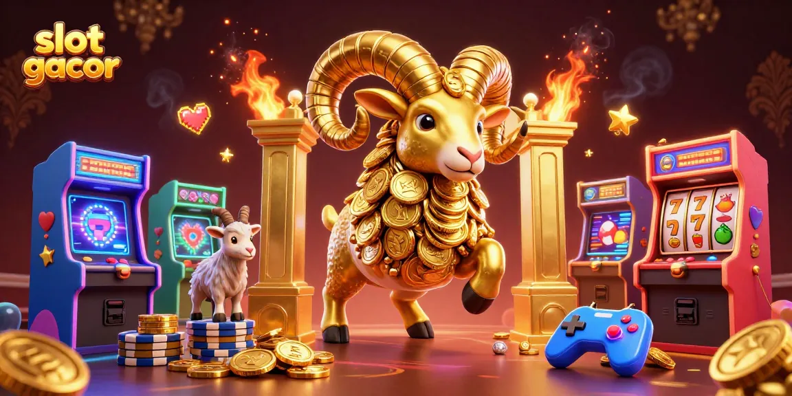 Engage with slot gacor's thrilling gameplay featuring golden ram characters and vibrant 3D elements.